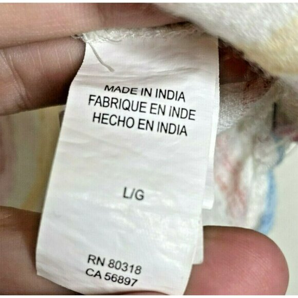 LUCKY BRAND Wms Sz L Pastel Stripe Tie Wrap Back Short Sleeve Top Blouse 7W45351 - Picture 9 of 11